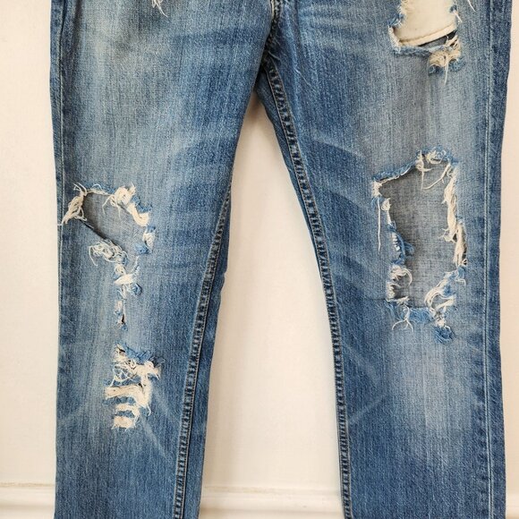 Levi's 501 Distressed Medium Wash Denim Jeans Casual Denim Men's 32x32 - Picture 5 of 10